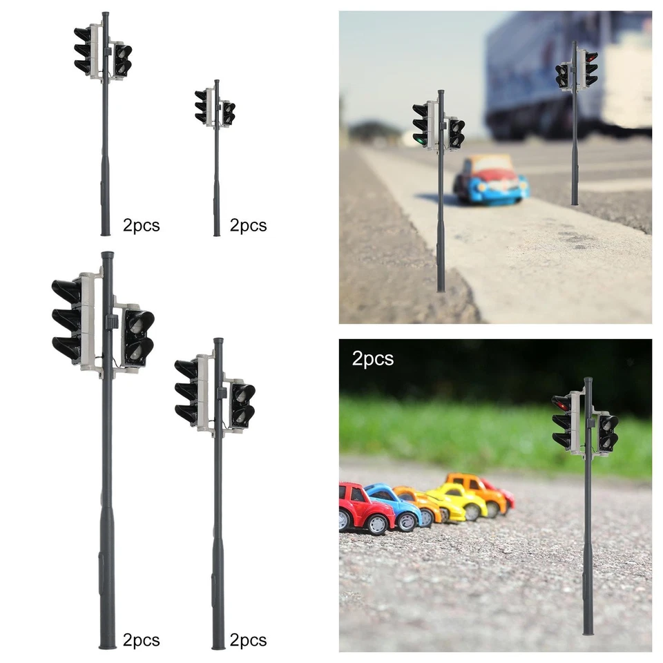 2 Pieces Plastic Model Traffic Light 5-Leds Road Crossing Block Signal Light - Image 1 of 1