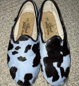 SABAH The Bolo Blue And Black Cow Print Loafer Size 36 (5.5) El Paso Texas - Picture 1 of 8