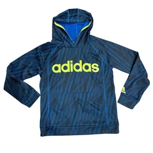 Adidas Blue & Neon Yellow Pull Over Hoodie Youth Boys Size Large 14/16 - Picture 1 of 3