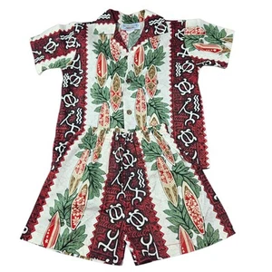Pacific Legend Hawaiian Top Bottom Boys 6T Shirt Short Set Beach Surf Aztec Palm - Picture 1 of 11