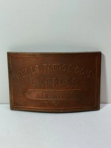 WELLS FARGO & CO. EXPRESS SAN DIEGO CALIFORNIA TIFFANY & CO. HEBILLA DE CINTURÓN DE LATÓN - Imagen 1 de 6