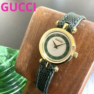 Gucci Sherry Line Quartz Watch Green Leather Band Used Battery Replaced - Picture 1 of 8