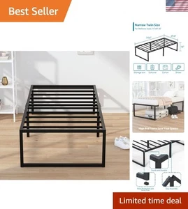 16 Inch Narrow Twin Bed Frame Metal Heavy Duty Support No Box Spring Easy Ass... - Picture 1 of 11