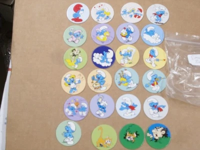 POGS/MILKCAPS SMURFS BY BOLLETJE LARGER POGS 1  5/16" SIZE COMPLETE SET OF 24 - Image 1 of 4