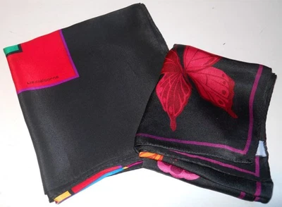 LOTE (2) BUFANDAS VINTAGE 100% SEDA PARA MUJER - LIZ CLAIBORNE Y ORO ELAINE - BELLEZA RARA Foto 1 de 4