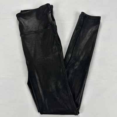Women's Spanx black signature faux leather leggings Size M EUC - Image 1 of 4