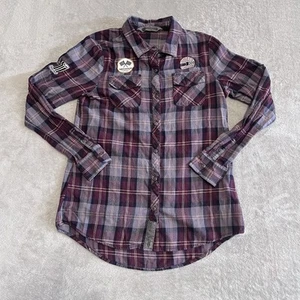 Harley Davidson Checkered Plaid Flannel Button Long Sleeve Shirt Women's MEDIUM - Picture 1 of 9