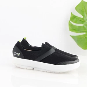 OOFOS Womens OOmg Recovery Shoe Size 41 10 Black Mesh Slip On Sporty Low Flat - Picture 1 of 17