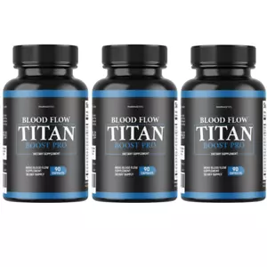 Blood Flow Titan Boost Pro Mens Blood Flow Supplement - 3 Bottles - Picture 1 of 6