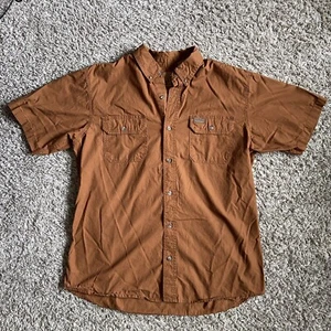 Red Head Workhorse Shirt Mens XL Brown Short Sleeve Button Up 100% Cotton - Picture 1 of 9