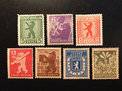 7 SELLOS DE POSGUERRA MLH ZONA SOVIÉTICA ALEMANA 1945 CIUDAD BERLÍN OSO GRAN COLECCIÓN Foto 1 de 4