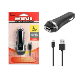 For Samsung Galaxy Note 9 Auto Car Charger 2.1Amp USB-C/Type C 5FT Long - Picture 1 of 4