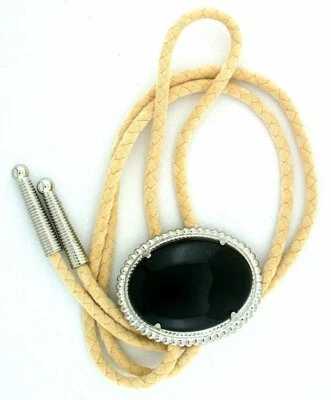 Corbata Bola Bolo piedra preciosa cabujón cabujón de ónix negro 40x30 con cable EPBT1N Foto 1 de 3