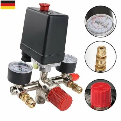 Regolatore di pressione con pressostato per compressore 2 indicatori valvola di sicurezza 125PSI - Immagine 1 di 4