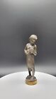 Antique Miniature Bronze Statue Boy Dionysus Holding Grapes, 3 3/8"
