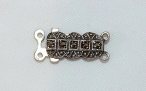 Classic Art Deco Euro Silver Marcasite Geometric Two strand necklace clasp - Picture 1 of 9