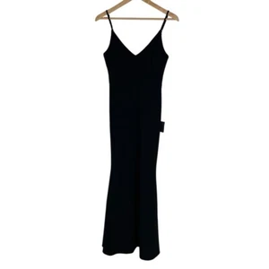 NWT Lulus Black Spaghetti Straps V-Neck Floor-Length Evening Gown Size Small - Picture 1 of 14