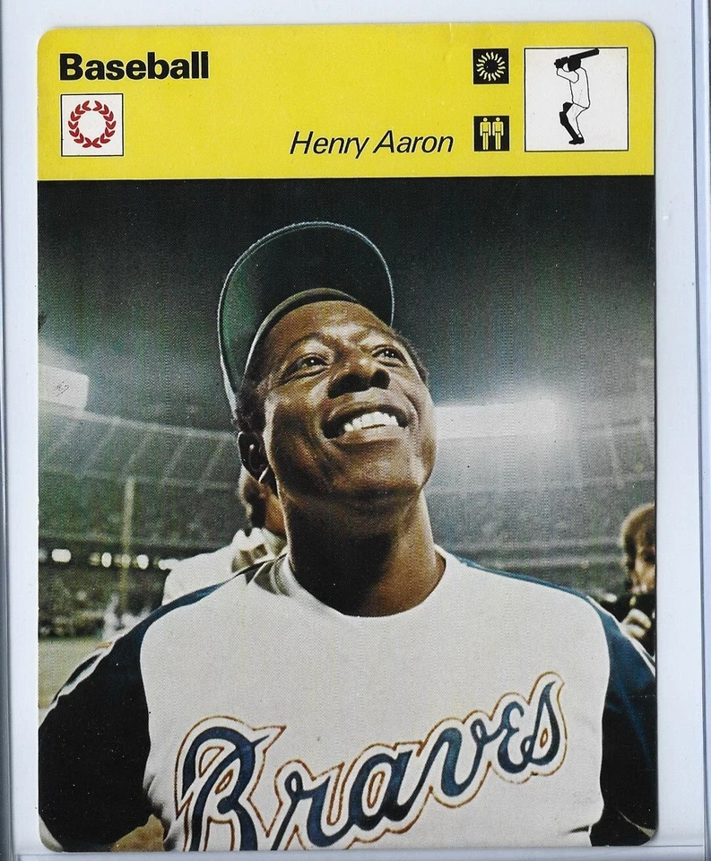 Cartão de beisebol tamanho grande Henry Aaron Braves 1977 Sportscaster Hammerin' Hank MLB - Imagem 1 de 1