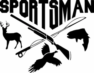 Sportsman Hunting Fishing Deer Fish Gun Car Truck Window Vinyl Decal Sticker - Picture 1 of 2