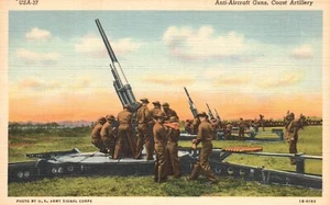 Vintage Postcard Anti Aircraft Guns Coast Artillery US Army Series Military Men - Picture 1 of 2