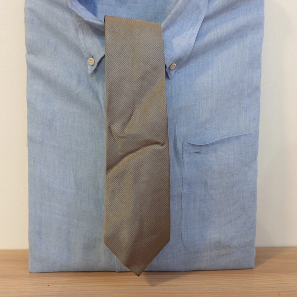 Corbata de sarga para hombre gris tejido liso corbata formal boda traje simple vestido ROCHI Foto 1 de 4