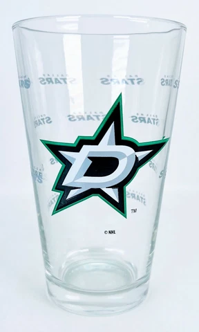 NHL Dallas Stars Green Clear Beer Glass Pint Cup Mug 16 oz Officially Licensed Cover