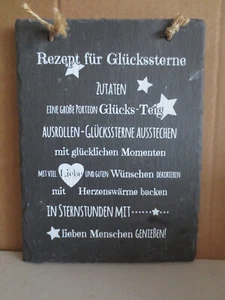 Spruchtafel Tafel Bild aus Schiefer, 15 x 20 cm Wandbild Rezept für Glückssterne - Bild 1 von 2