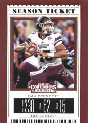 2019 Panini Contenders Draft Season Ticket #25 Dak Prescott Miss State Bulldogs - Image 1 of 2