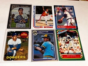 Don Sutton Lot Of 6 Dodgers Brewers Baseball Cards Member HOF M15 - Picture 1 of 2