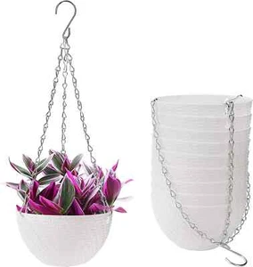 Foraineam 10 Pieces 6 Inch Hanging Planters, Garden Self-Watering White - Picture 1 of 5