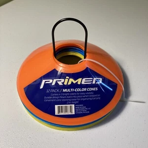 Primed 12 Pack Color Sports Flexible Plastic Practice Cone Disc Stackable NEW - Picture 1 of 7