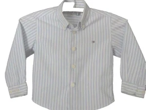 THE FIRST OUTLET BOUTIQUE Boys Stripe Cotton Button Up Shirt Blue White Size 2 - Picture 1 of 7