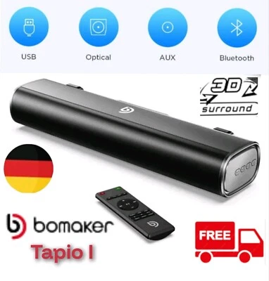  Bluetooth Mini Soundbar Subwoofer TV Sound System Heimkino Lautsprecher Tapio. - Bild 1 von 4
