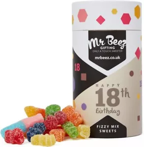 18th Birthday Fizzy Mix Sweets Premium Gifts 500g Tubes Vegan & Vegetarian - Picture 1 of 6