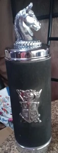 Vntg Black Coat of Arms Music Box Stainless Steel Decanter "HOW DRY I AM" Japan - Picture 1 of 11