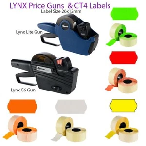 CT4 PRICE GUN LABELS SIZE 26MM X 12MM IN 5 COLORS & C6 GUN & LYNX LITE GUN NEW - Picture 1 of 16