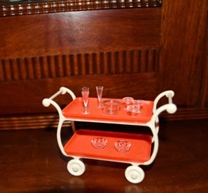 Carrello di servizio carrello da tè casa delle bambole casa delle bambole 1:12 dollhouse servire accessori - Foto 1 di 5