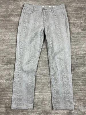 Pantalones Jones New York Mujer 8 Gris Lexington Recto Pitón Piel de Serpiente Foto 1 de 4