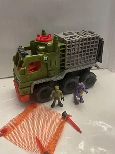 Imaginext Jurassic World Dinosaur Hauler Truck w/ Driver + Blue Raptor and Net - Picture 1 of 12