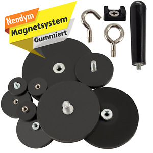Neodym Magnete Gummiert mit Bohrung Gewinde Magnethaken Kabelhalter Scheiben Öse