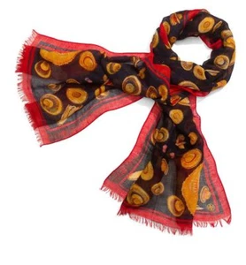 Tory Burch Fringe Scarf Moroccan Engineered Hat Print Linen Viscose New $155 - Picture 1 of 11