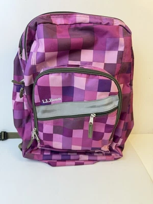 L.L. Mochila a Cuadros Rosa Frijol Púrpura Escuela Universidad Exterior Informal Foto 1 de 4