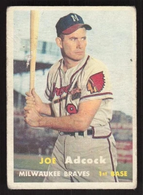 1957 TOPPS JOE ADCOCK 117 GOOD BASEBALL MILWAUKEE BRAVES - Image 1 of 2