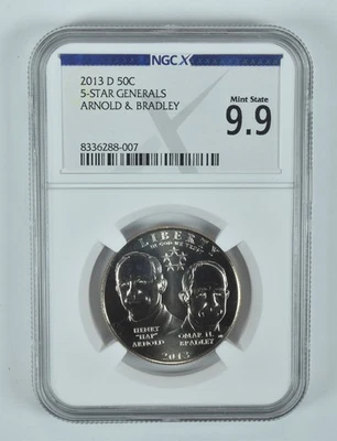 2013-D 5-Star Generals Commemorative Half Dollar Mint State 9.9 NGC X *6777 - Image 1 of 4