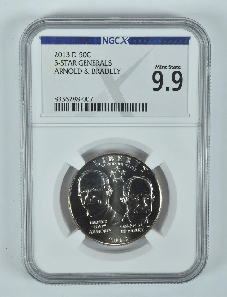 2013-D 5-Star Generals Commemorative Half Dollar Mint State 9.9 NGC X *6777 - Image 1 of 4