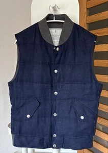 Rare Brunello Cucinelli Men’s Down Vest Navy Size M Navy Made in Italy F/S - Picture 1 of 8