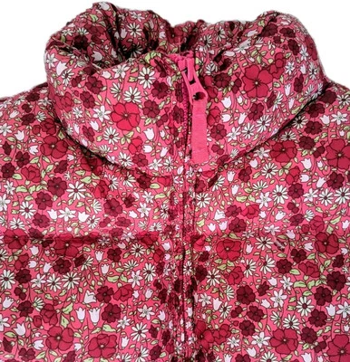 Chaleco acolchado floral rosa Lands End niñas mediano niños 10-12 bolsillos con cremallera completa Foto 1 de 4