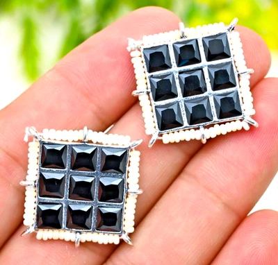 Orecchini gioielli fatti a mano in argento sterling 925 con pietra preziosa o... - Immagine 1 di 4