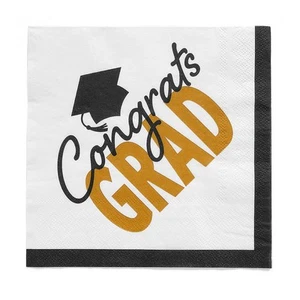Fun Express Graduation Congrats Grad Paper Luncheon Napkins 6 1/2" - Bulk 100 Ct - Picture 1 of 1