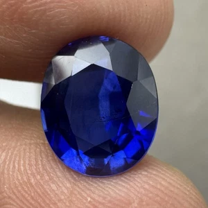 6.80 CT CORNFLOWER BLUE SAPPHIRE CORUNDUM OVAL LAB CREATED GEMSTONE 12.5X10.5 MM - Picture 1 of 4